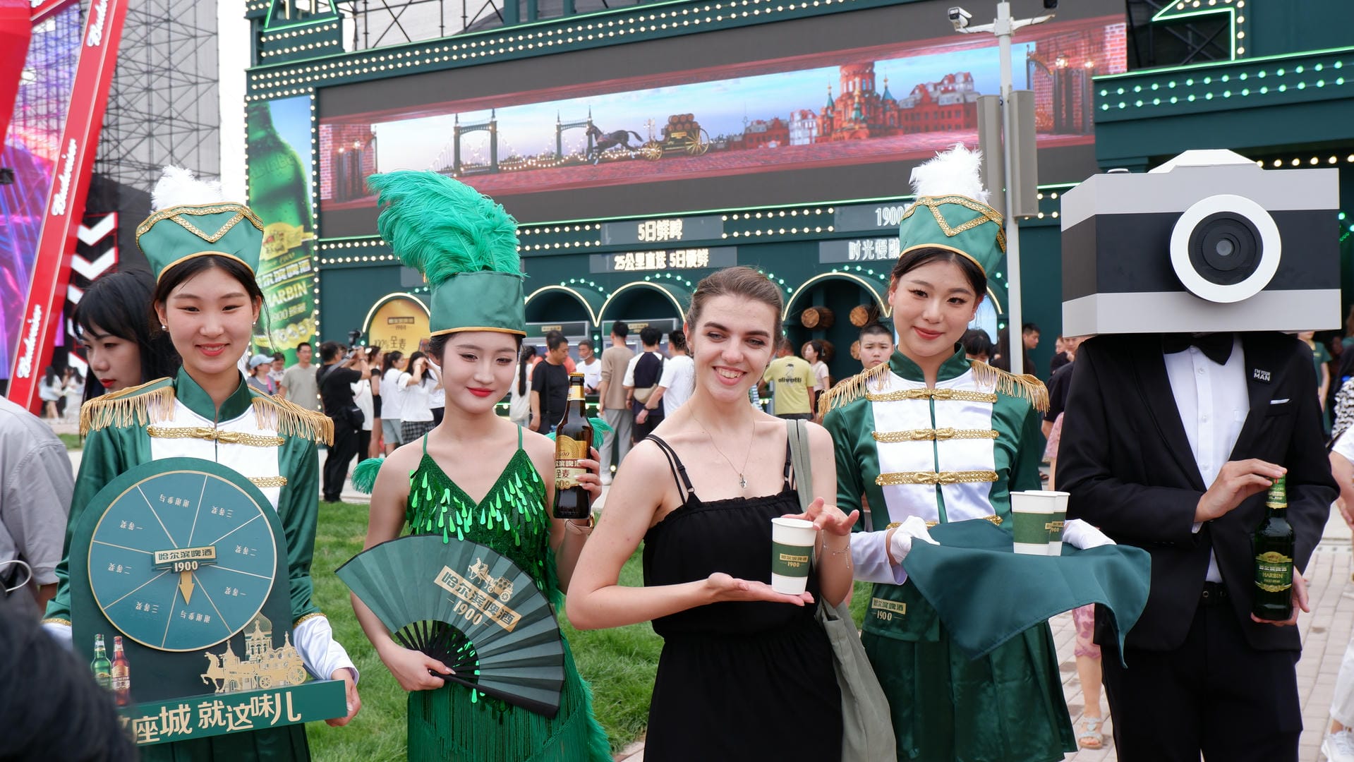 several people in fancy costumes are posing for a picture